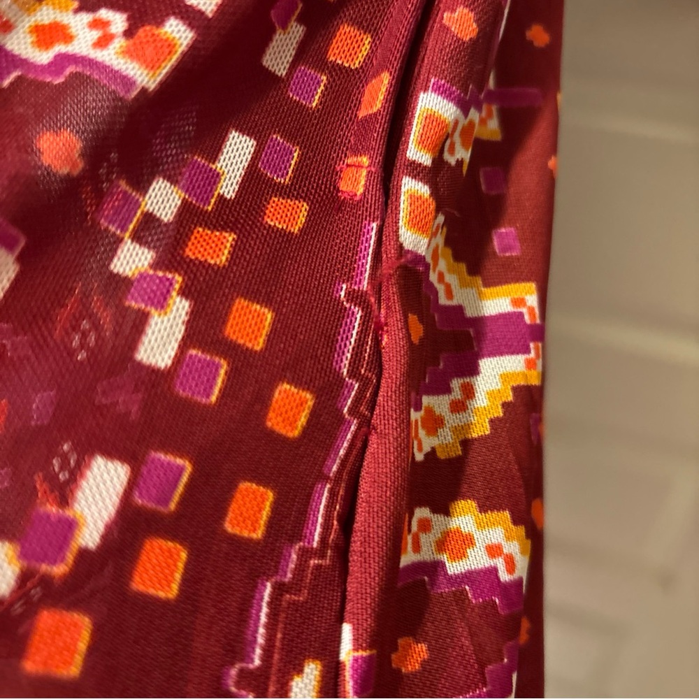 Knox Rose boho long sleeve dress deep hibiscus red Aztec hippie festival pockets - Picture 5 of 10